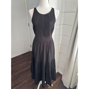 Pampelone Dress Womens Small Black Sleeveless Pleated Bodice Tiered Minimalist